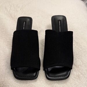 French Connection Black Knit Mules